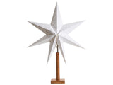 Decorative Lamp Star Silver Paper and Mango Wood Christmas Festive Decoration Handmade Beliani