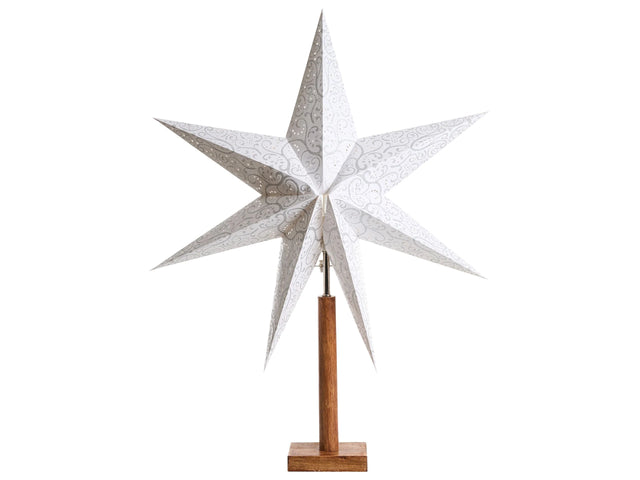 Decorative Lamp Star Silver Paper and Mango Wood Christmas Festive Decoration Handmade Beliani