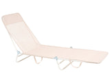 Garden Sun Lounger Beige Mesh Seat Steel Frame With Handle Weather Resistant Beliani