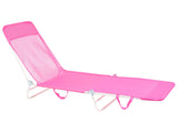 Garden Sun Lounger Fuchsia Pink Mesh Seat Steel Frame With Handle Weather Resistant Beliani