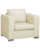 Armchair Club Chair Beige Split Leather Upholstery Chromed Legs Retro Design Beliani