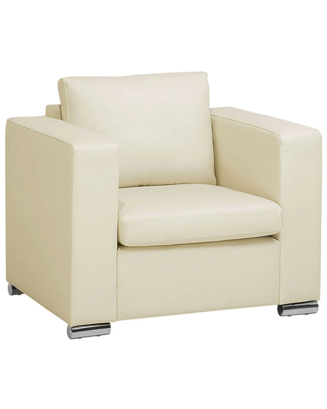 Armchair Club Chair Beige Split Leather Upholstery Chromed Legs Retro Design Beliani