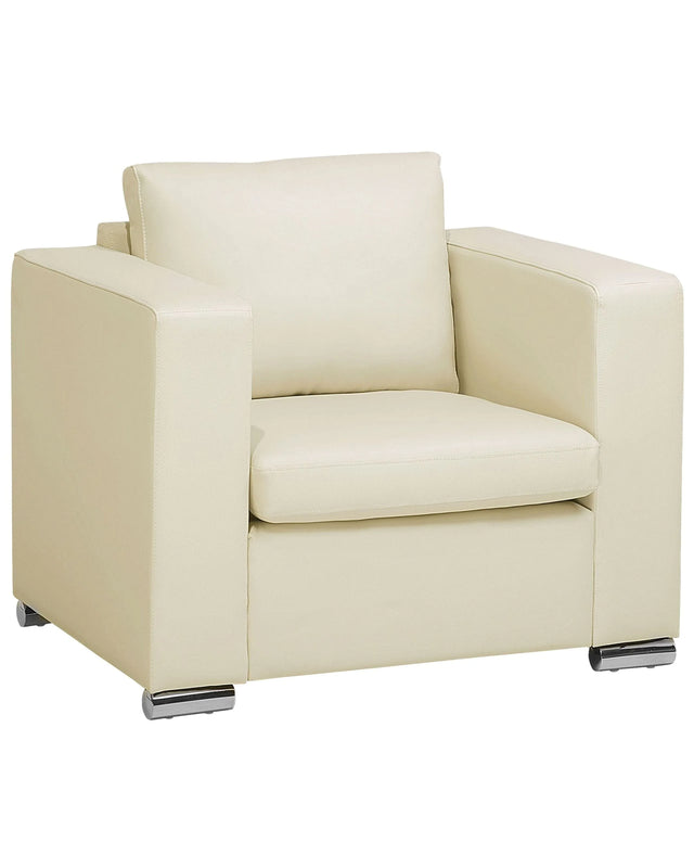 Armchair Club Chair Beige Split Leather Upholstery Chromed Legs Retro Design Beliani