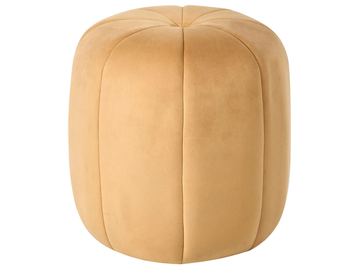 Pouffe Mustard Velvet Pouffe Footstool Round Glam Beliani