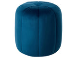 Pouffe Blue Velvet Pouffe Footstool Round Glam Beliani