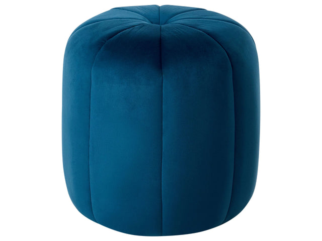 Pouffe Blue Velvet Pouffe Footstool Round Glam Beliani