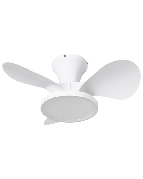 Ceiling Fan with Light White Synthetic Material Remote Control Modern Scandinavian Living Room Beliani