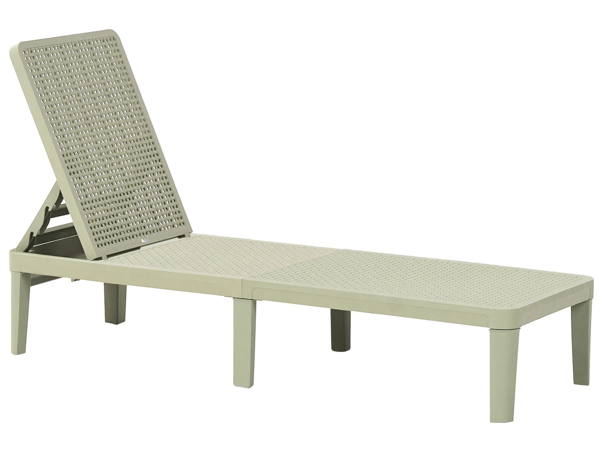 Garden Sun Lounger Light Green Synthetic Material Reclining Modern Adjustable Backrest Rust-Resistant Armless Beliani