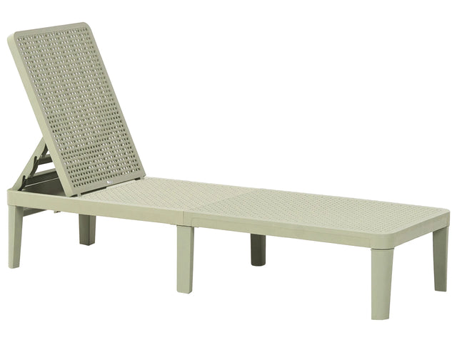 Garden Sun Lounger Light Green Synthetic Material Reclining Modern Adjustable Backrest Rust-Resistant Armless Beliani