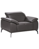 Armchair Black Faux Leather Push-Back Manually Adjustable Headrest Metal Legs Modern Living Room Beliani