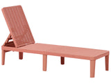 Garden Sun Lounger Red Synthetic Material Reclining Modern Adjustable Backrest Rust-Resistant Armless Beliani