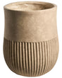 Flower Pot Beige Fibre Clay Painted Indoor and Outdoor Planter Round 36 x 36 x 46 cm High Modern Design Living Room Garden Beliani