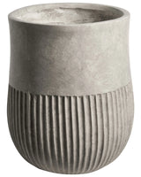 Flower Pot Grey Fibre Clay Painted Indoor and Outdoor Planter Round 36 x 36 x 46 cm High Modern Design Living Room Garden Beliani