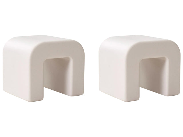 Set of 2 Side Tables Light Grey Synthetic Material Stools Multifunctional Living Room Patio Rust and Water Resistant Modern Beliani