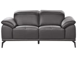 2-Seater Sofa Black Faux Leather Push-Back Manually Adjustable Headrest Metal Legs Modern Living Room Beliani