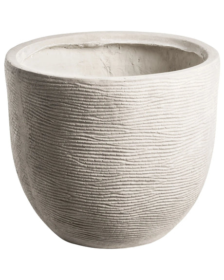 Flower Pot Light Grey Fibre Clay Painted Indoor and Outdoor Planter Round 47 x 47 x 40 cm High Modern Design Living Room Garden Beliani