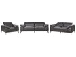 Living Room Set Black Faux Leather 3-Seater Sofa Loveseat Armchair Push-Back Manually Adjustable Headrest Metal Legs Modern Living Room Beliani