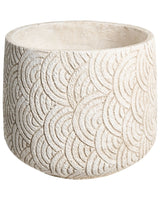 Flower Pot Light Beige Fibre Clay Painted Indoor and Outdoor Planter Round 31 x 31 x 29 cm High Modern Design Living Room Garden Beliani