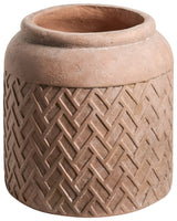 Flower Pot Beige Fibre Clay 35 x 35 x 36 cm Painted Indoor and Outdoor Planter Round Modern Design Living Room Garden Beliani