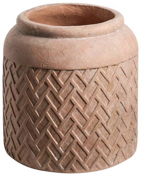 Flower Pot Beige Fibre Clay 35 x 35 x 36 cm Painted Indoor and Outdoor Planter Round Modern Design Living Room Garden Beliani