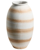 Flower Vase Off-White Fibre Clay Painted Indoor and Outdoor Round Shape Modern Design Living Room Beliani
