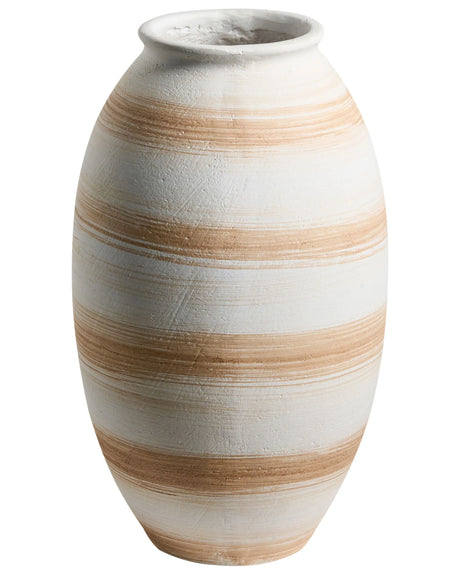 Flower Vase Off-White Fibre Clay Painted Indoor and Outdoor Round Shape Modern Design Living Room Beliani