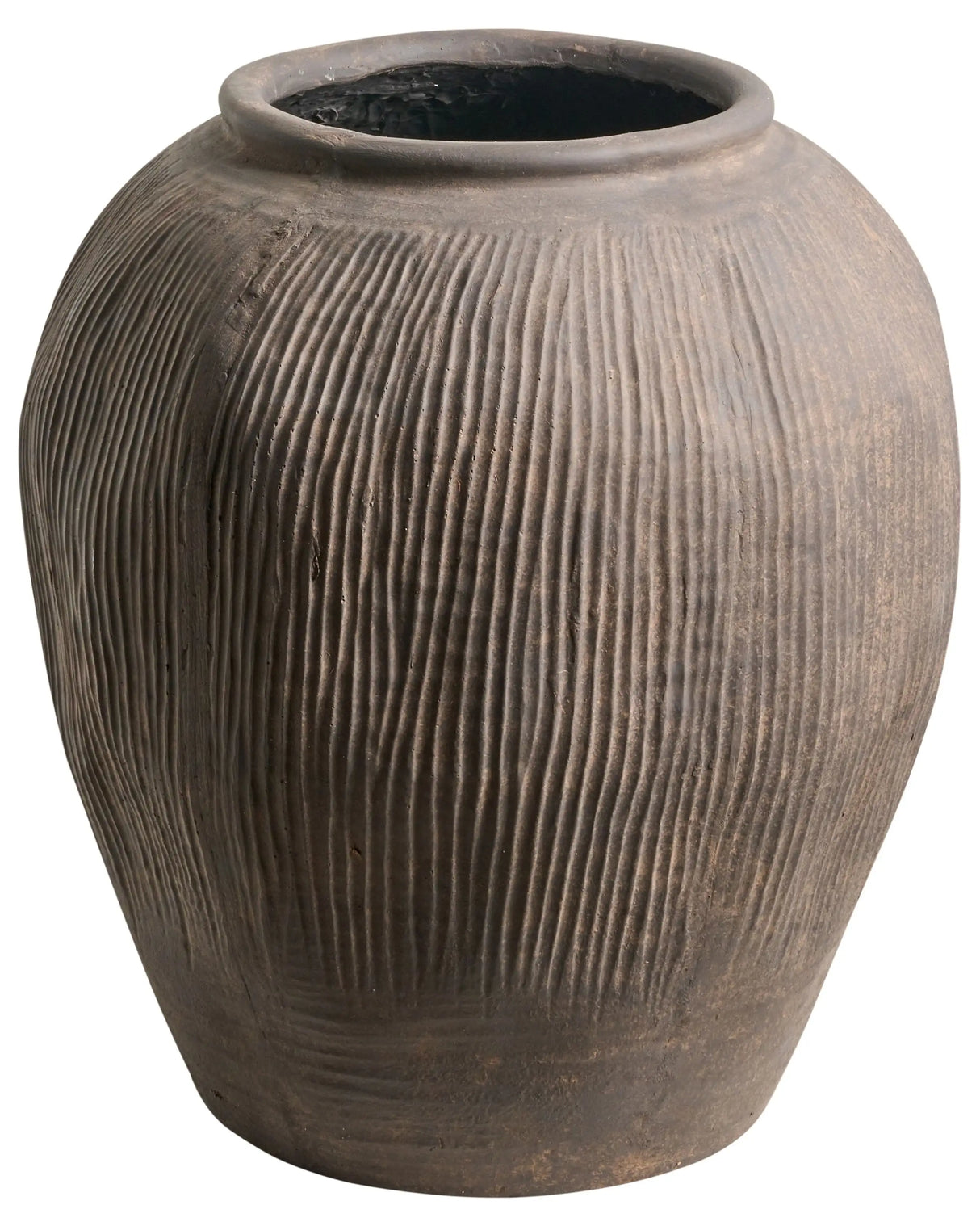 Flower Vase Brown Fibre Clay Painted Indoor and Outdoor Round Shape Modern Design Living Room Beliani
