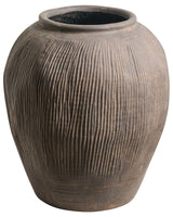 Flower Vase Brown Fibre Clay Painted Indoor and Outdoor Round Shape Modern Design Living Room Beliani