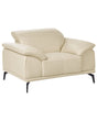 Armchair Beige Faux Leather Push-Back Manually Adjustable Headrest Metal Legs Modern Living Room Beliani