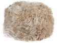 Pouffe Taupe Faux Fur 50 x 50 x 30 cm EPS Beads Filling Solid Pattern Square Fabric Footstool Modern Boho Style Beliani