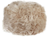 Pouffe Taupe Faux Fur 50 x 50 x 30 cm EPS Beads Filling Solid Pattern Square Fabric Footstool Modern Boho Style Beliani