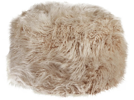 Pouffe Taupe Faux Fur 50 x 50 x 30 cm EPS Beads Filling Solid Pattern Square Fabric Footstool Modern Boho Style Beliani