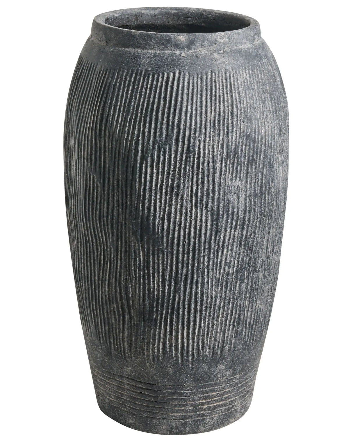 Flower Vase Grey Fibre Clay Painted Indoor and Outdoor Round Shape Modern Design Living Room Beliani