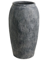 Flower Vase Grey Fibre Clay Painted Indoor and Outdoor Round Shape Modern Design Living Room Beliani