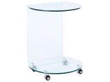 Side Table Transparent Tempered Glass 57 x 45 cm with Wheels Minimalistic Style Living Room Beliani