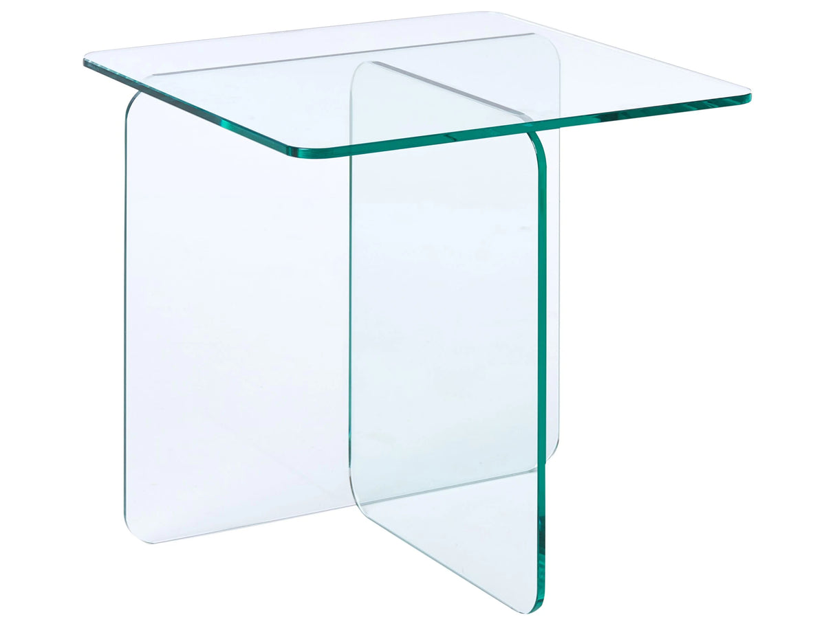 Side Table Transparent Glass 46 x 50 cm Abstract Style Minimalistic Style Living Room Beliani