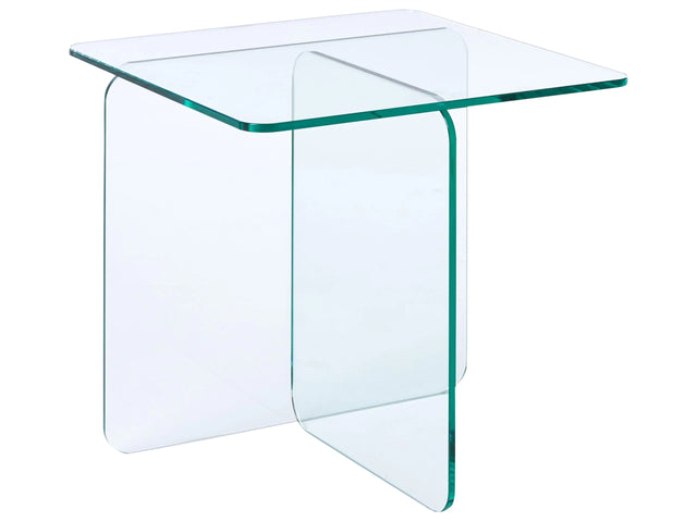 Side Table Transparent Glass 46 x 50 cm Abstract Style Minimalistic Style Living Room Beliani