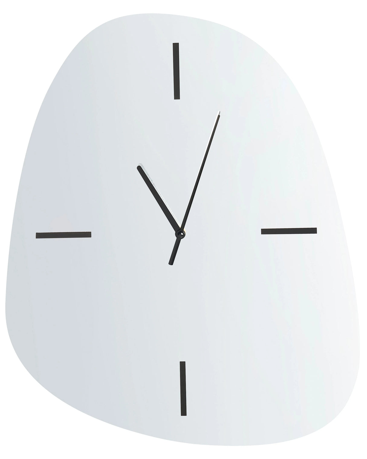 Wall Clock Silver and Black Glass 54 x 45 cm Minimalistic Design Mirrored Surface Irregular Shape Beliani