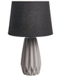 Table Lamp Grey Ceramic Base Linen Shade Drum Modern Contemporary Style Living Room Bedroom Beliani