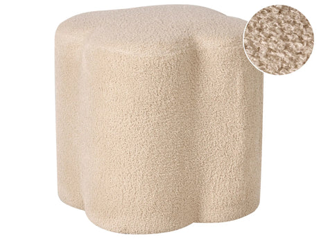 Pouffe Beige Boucle Clover-Shaped Accessory Living Room Bedroom Cosy Beliani