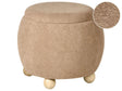 Pouffe Light Brown Boucle Upholstery with Storage Accessory Living Room Bedroom Teddy Beliani