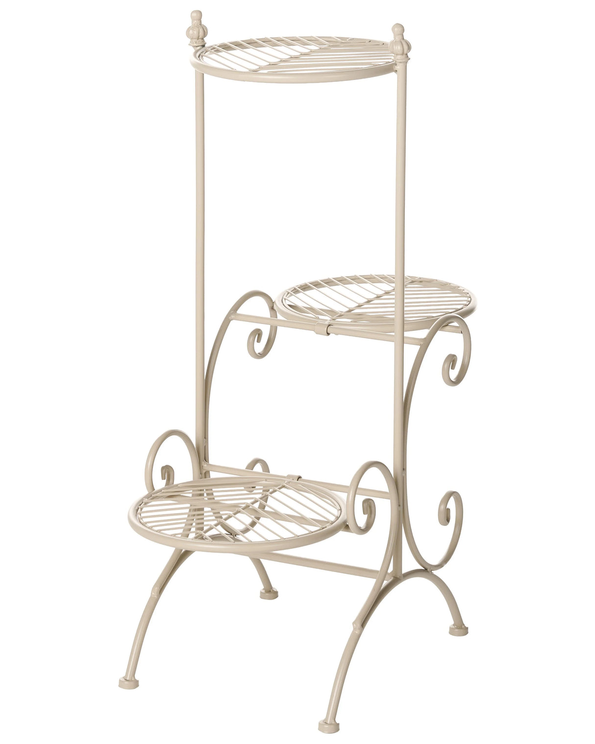 3-Tier Plant Stand Beige Iron 26 x 53 x 71 cm Indoor and Outdoor Metal Flower Pot Traditional Standing Plant Holder Beliani