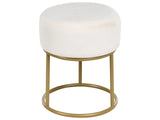 Footstool Off-White Velvet with Gold Metal Base Glam Modern Beliani
