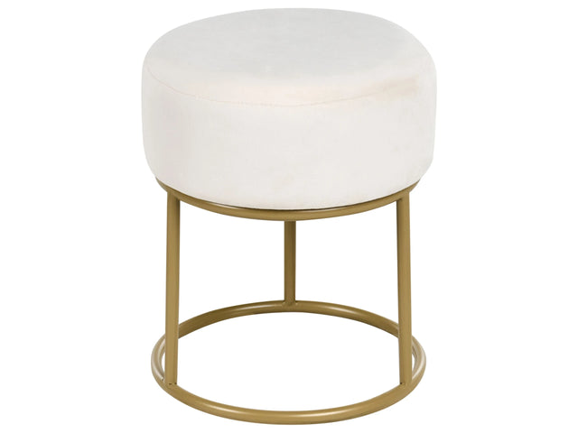 Footstool Off-White Velvet with Gold Metal Base Glam Modern Beliani