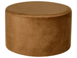 Round Pouffe Velvet Golden Brown Ottoman Round Footstool Glam Living Room Bedroom Beliani