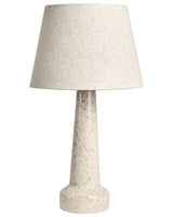 Table Lamp Light Beige Ceramic Base Linen Shade Drum Blue Spots Modern Style Living Room Bedroom Beliani
