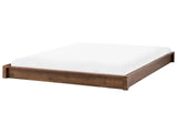 Bed Dark Brown Wooden EU King Size 5ft3 without Headboard Minimalist Design Beliani