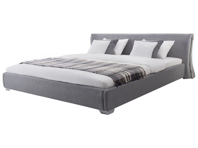 EU Super King Size Water Bed 6ft Grey Fabric with Accessories Contemporary Beliani