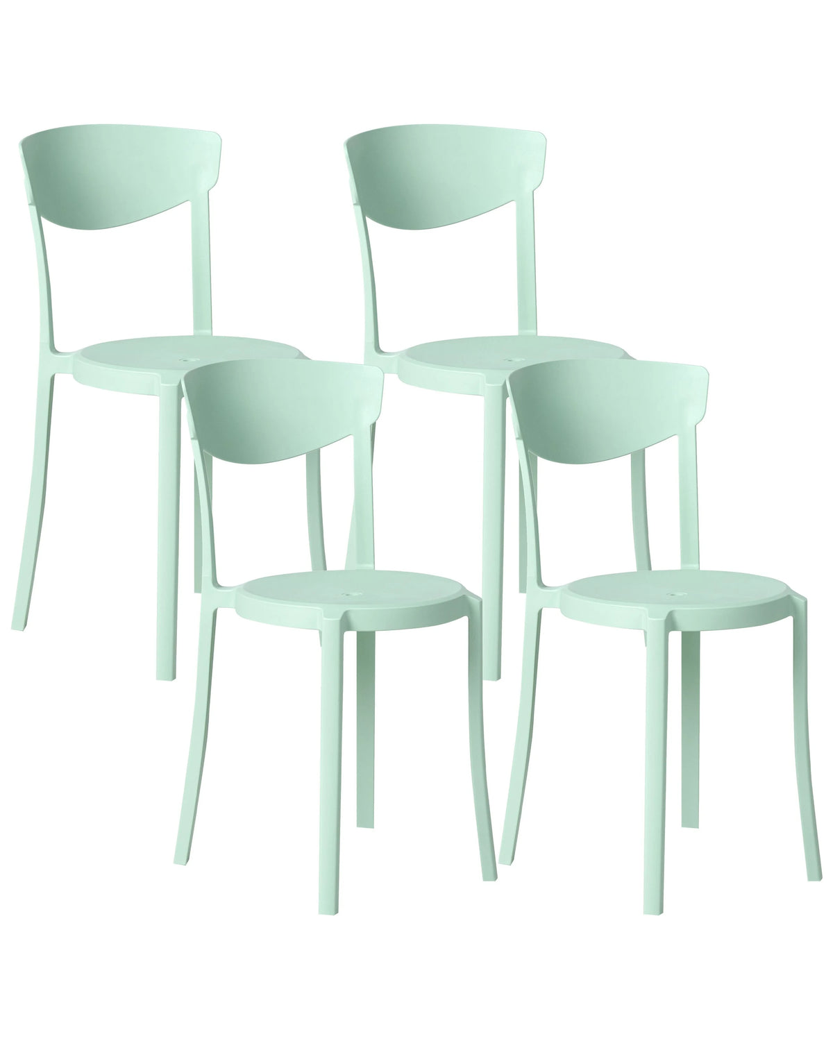 Set of 4 Garden Chairs Mint Green Polypropylene Lightweight Weather Resistant Plastic Indoor Outdoor Modern Beliani