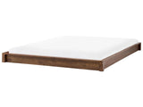 Bed Dark Brown Wooden EU Super King Size 6ft without Headboard Minimalist Design Beliani